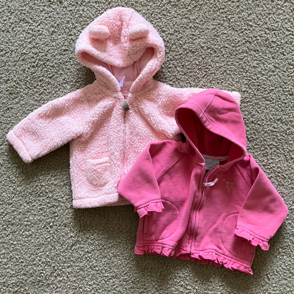 Pair of Carters and Sonoma Pink Jackets 3M